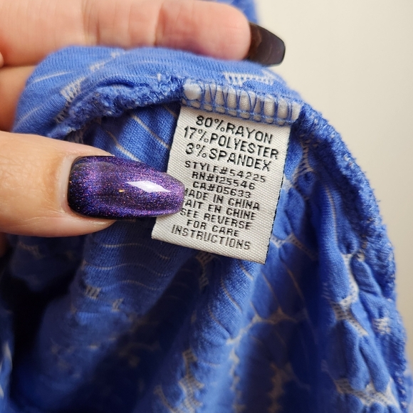 Habitat Lagenlook Blue Textured Tunic Top Shirt 3/4 Sleeves Size Medium Large - Picture 7 of 9